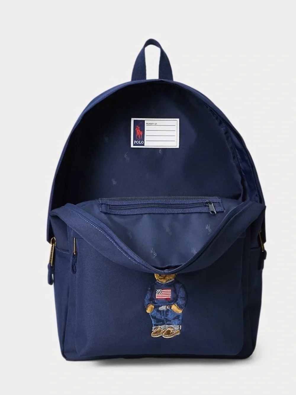 Polo Bear Backpack Navy Embroidered Backpack